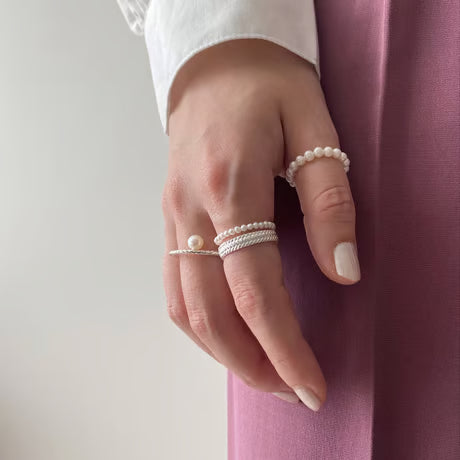 lace braid ring (silver)---300