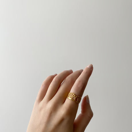 lace fountain ring(S)(gold)---262