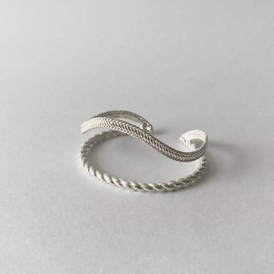lace braid double bangle (silver)---320