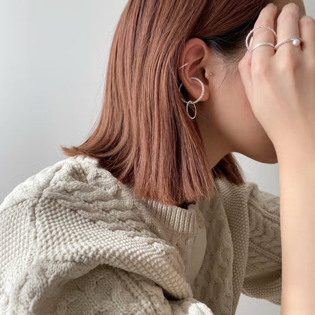 stitch circle ring / pearl (silver)---332