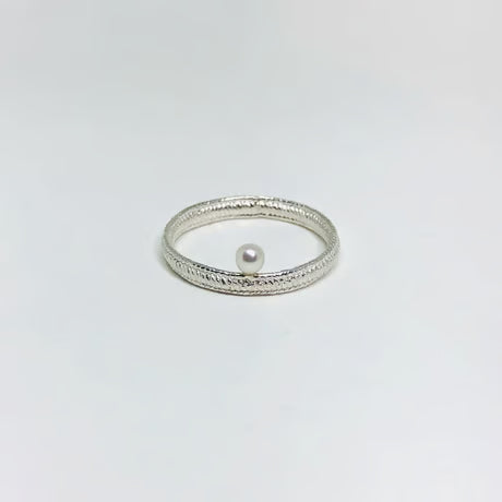 lace braid ring /pearl (silver)---301