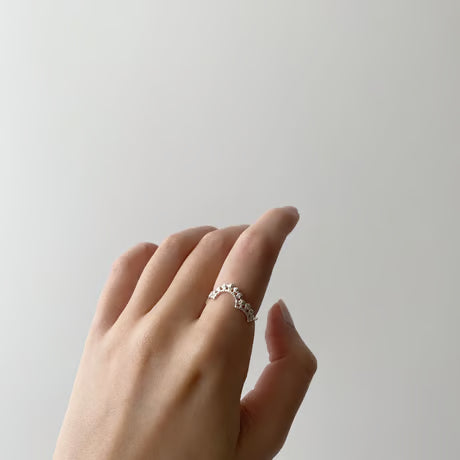 lace small dot ring(silver)---246