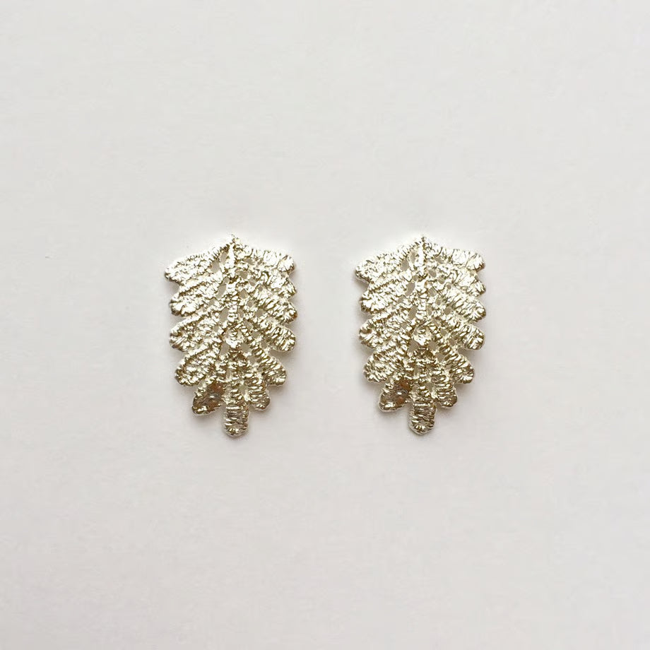 lace leaf pierces (silver)---214