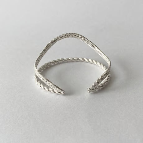 lace braid double bangle (silver)---320
