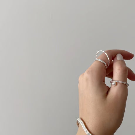 stitch double ring (silver)---333