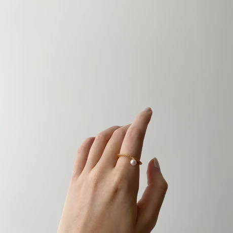 stitch circle ring / pearl (gold)---332