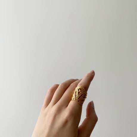 lace deco ring (gold)---268