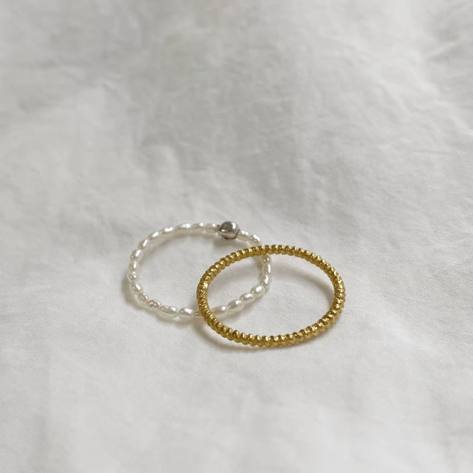 lace braid/pearl thin ring /set(S) (gold)---303