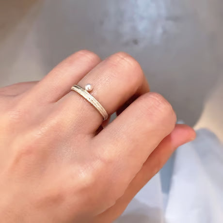 lace braid ring /pearl (silver)---301