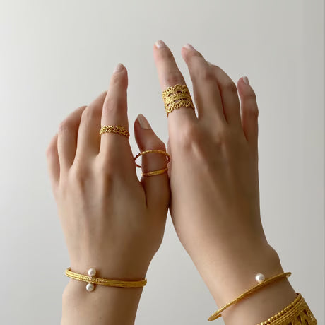 lace straight bangle (gold)---238