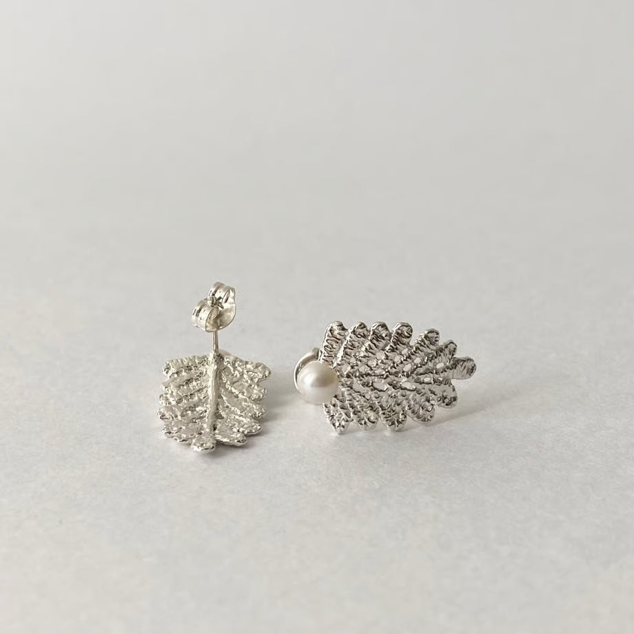 lace leaf pierces /pearl (silver)---213
