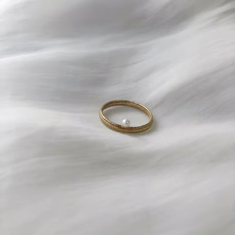 lace braid ring /pearl (gold)---301