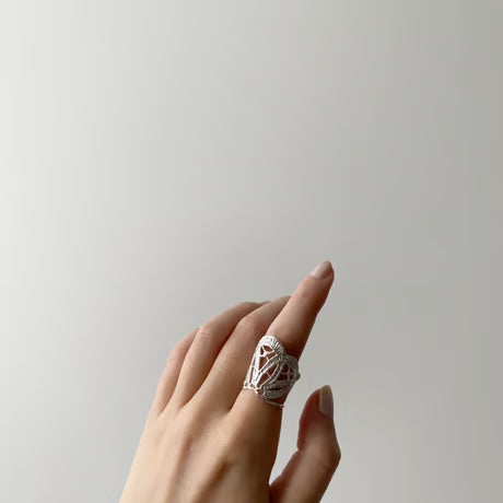lace deco ring (silver)---268