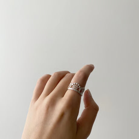 lace fountain ring(S)(silver)---262