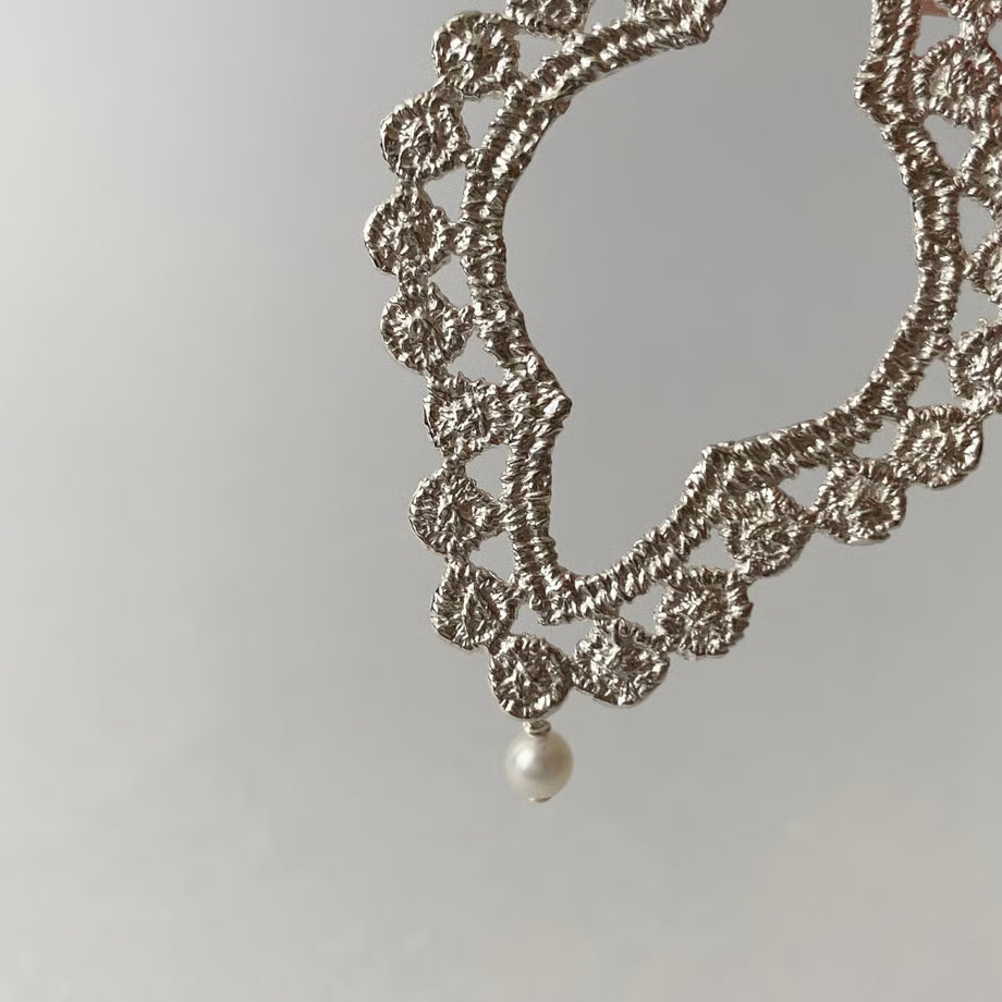 lace dot pierce (one side)(silver) ---273