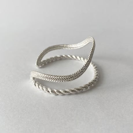 lace braid double bangle (silver)---320