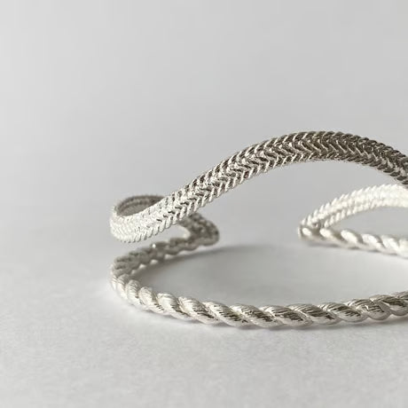 lace braid double bangle (silver)---320