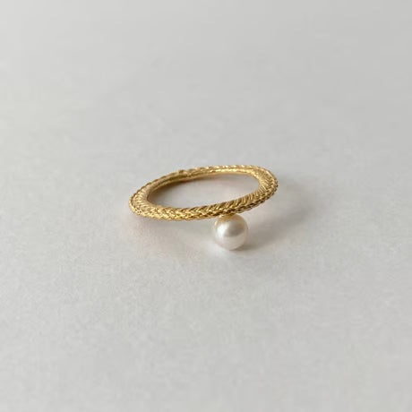 stitch circle ring / pearl (gold)---332