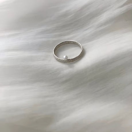 lace braid ring /pearl (silver)---301
