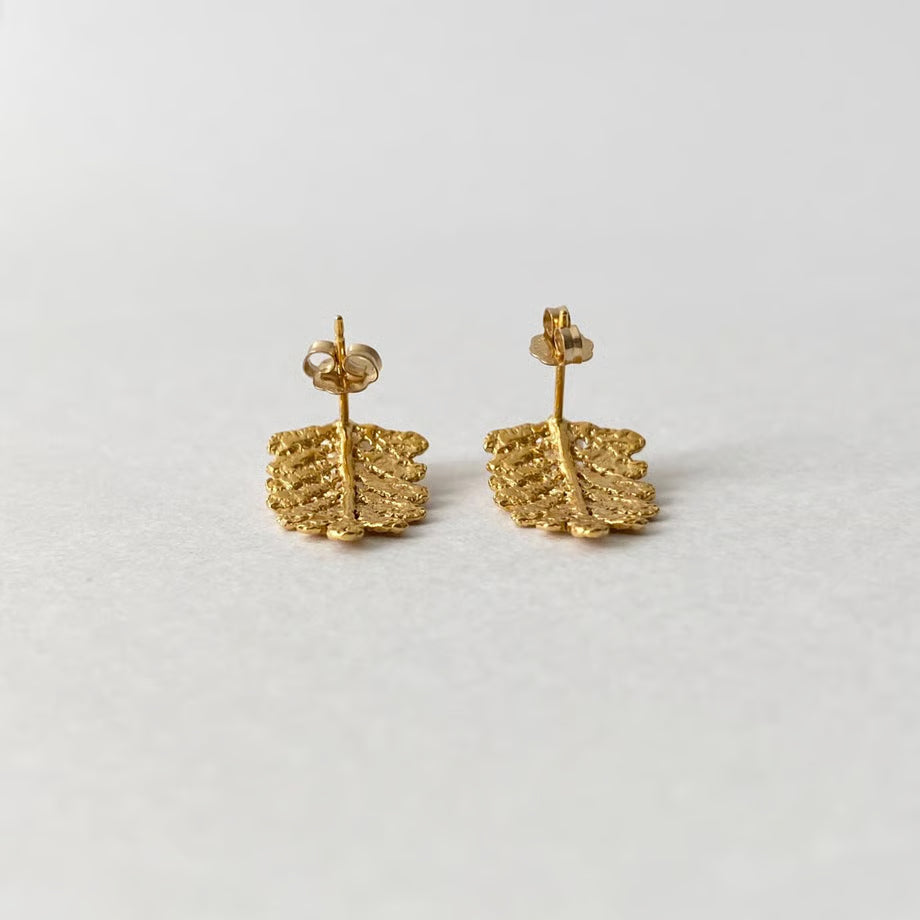 lace leaf pierces /pearl (gold)---213