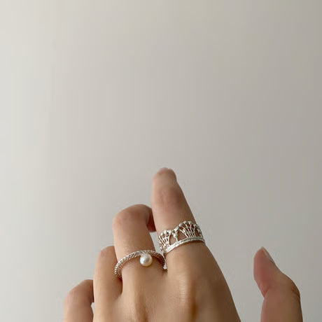 stitch circle ring / pearl (silver)---332