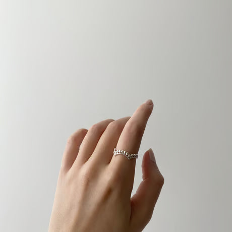 lace small dot ring (silver)---245