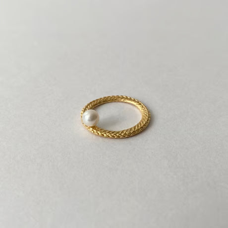 stitch circle ring / pearl (gold)---332