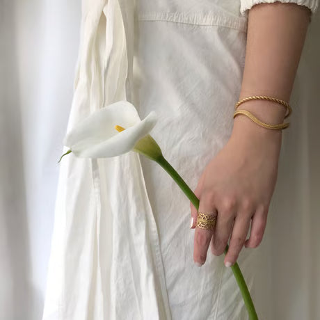 lace braid double bangle (gold)---320