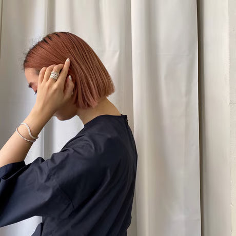 lace braid double bangle (silver)---320