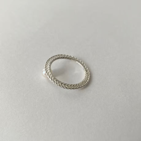 stitch circle ring / pearl (silver)---332