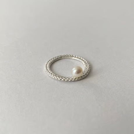 stitch circle ring / pearl (silver)---332