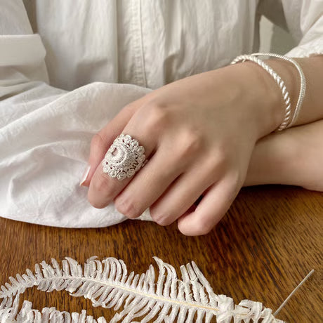 lace peacock ring (silver)---102
