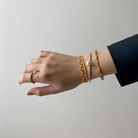 lace small wave bangle(gold)---191