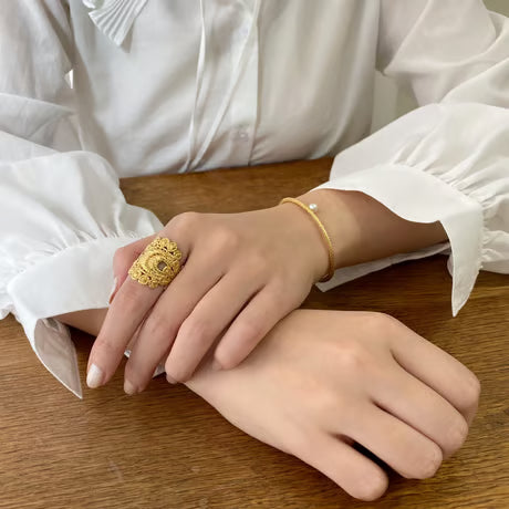 lace peacock ring (gold)---102