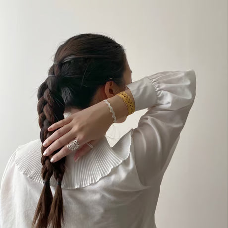 lace wave bangle(silver)---034