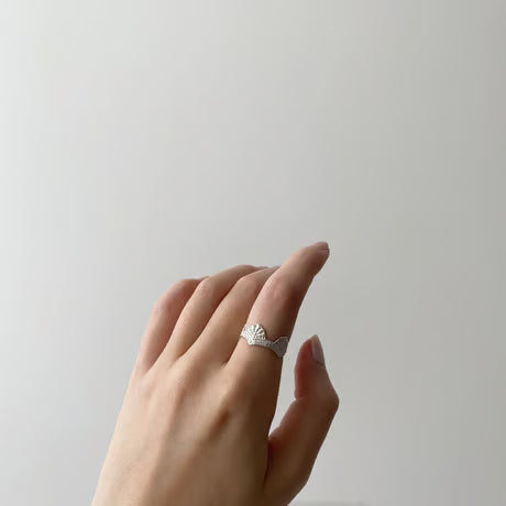 lace shell ring (silver)---203