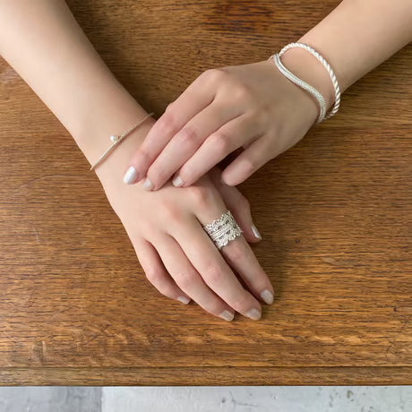 lace double crown ring (silver)---105