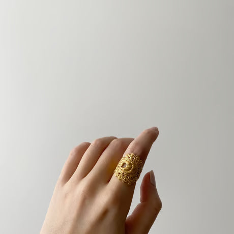 lace peacock ring (gold)---102
