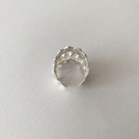 lace double dot ring (silver)---004