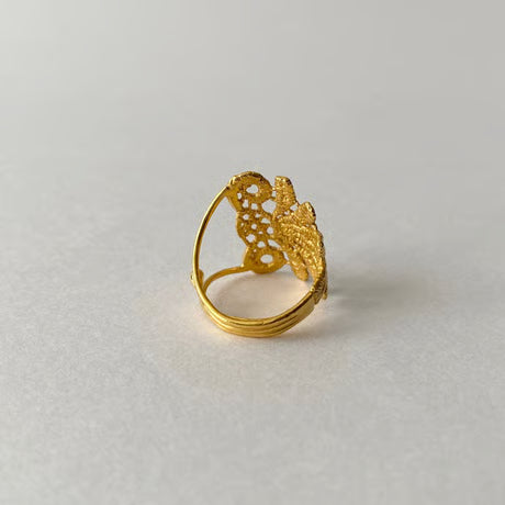 lace feather ring (gold)---103