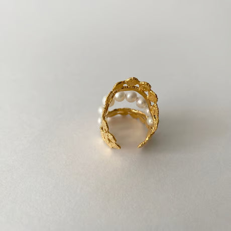 lace double dot ring (gold)---004