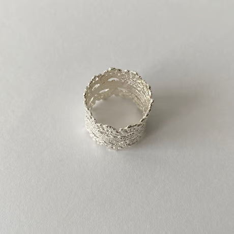 lace double crown ring (silver)---105