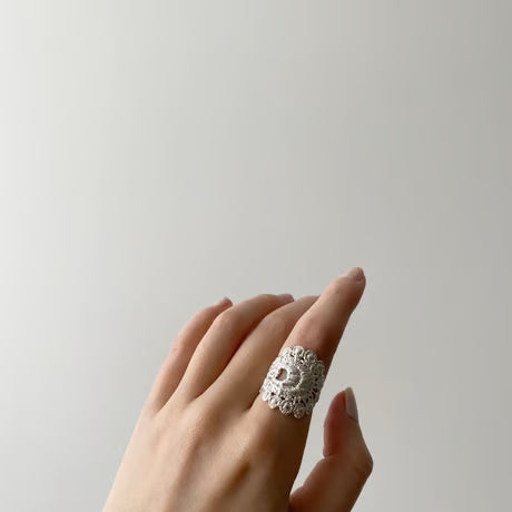 lace peacock ring (silver)---102