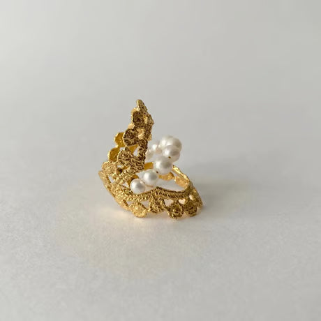 lace double dot ring (gold)---004
