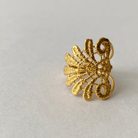 lace feather ring (gold)---103