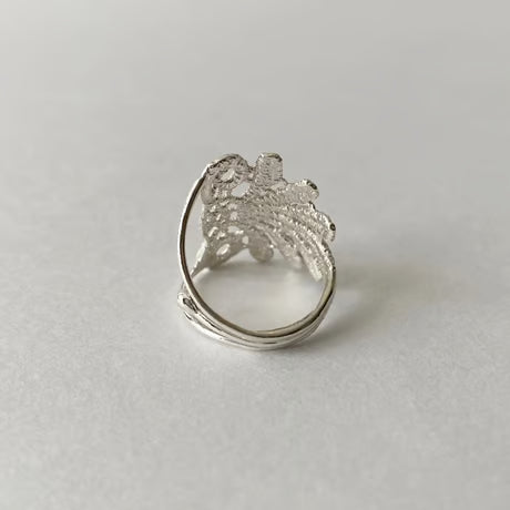 lace feather ring (silver)---103