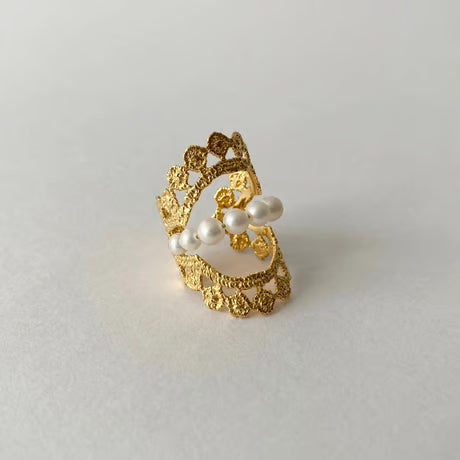 lace double dot ring (gold)---004