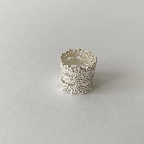 lace double crown ring (silver)---105