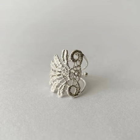 lace feather ring (silver)---103