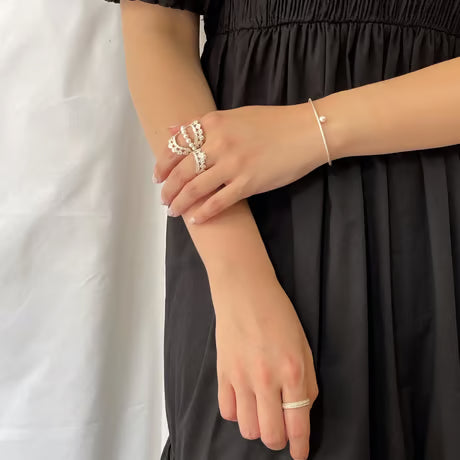 lace double dot ring (silver)---004